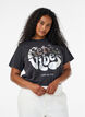 T-shirt i &oslash;kologisk bomuld med grafisk udtryk, Sort, Model image number 0