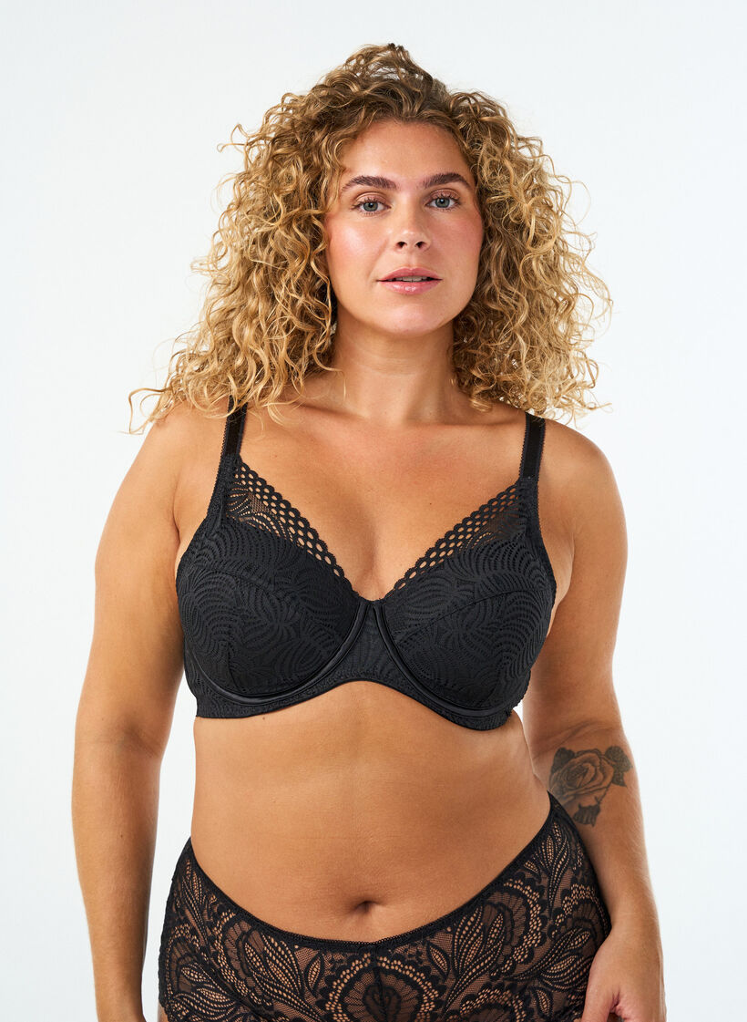 Blonde-bh med vatterede sk&aring;le, Sort, Model image number 0
