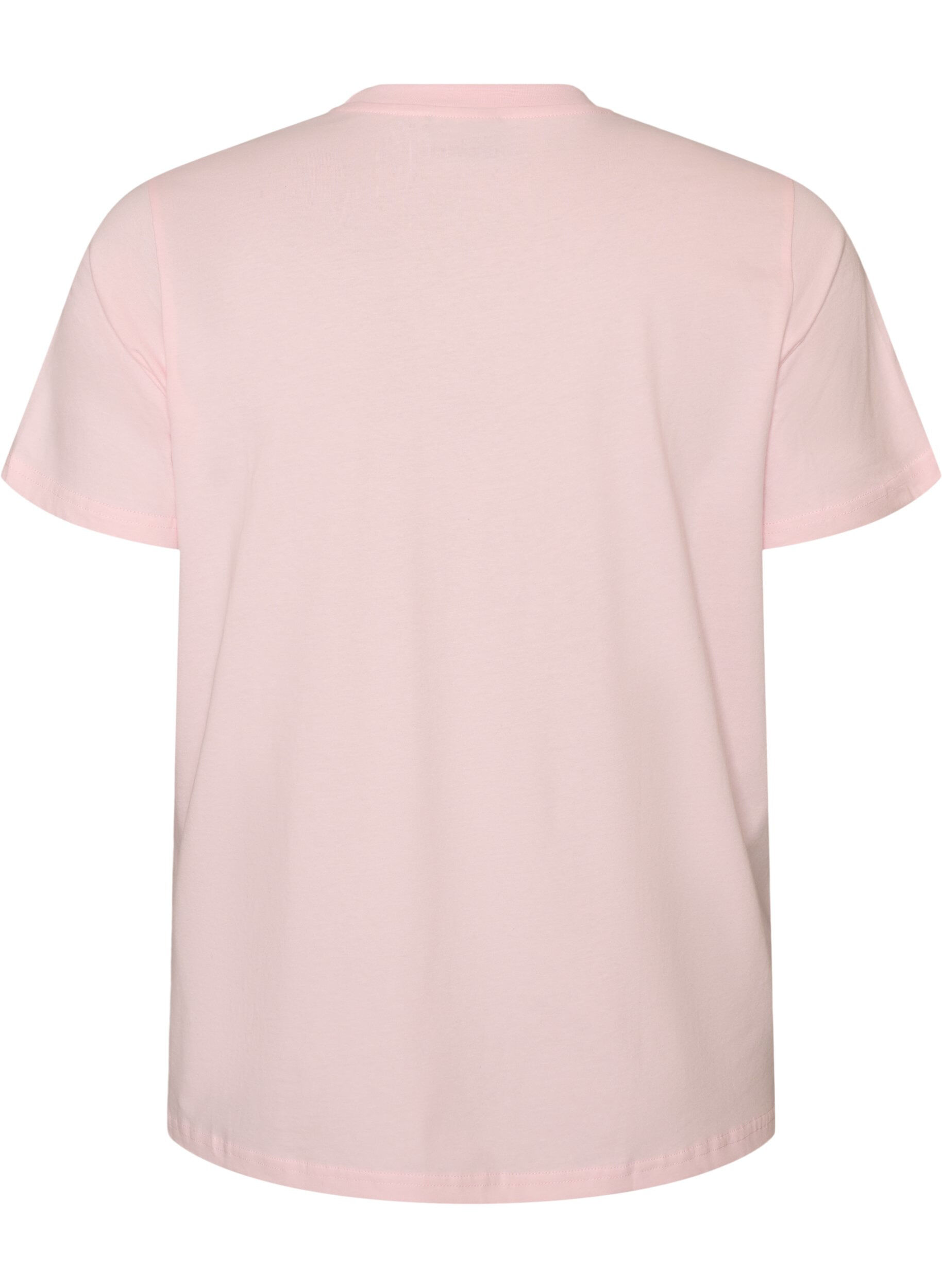 ZizziT-shirt i &oslash;kologisk bomuld med frontmotiv, Lyser&oslash;d, Packshot image number 1