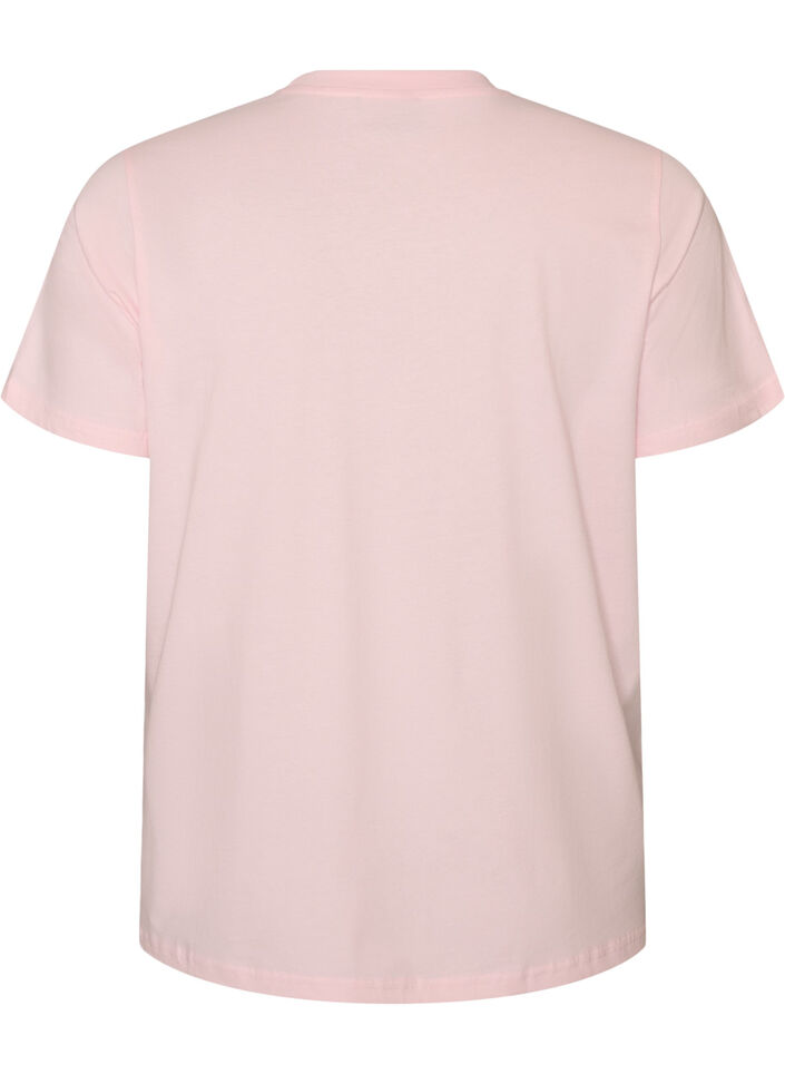 T-shirt i &oslash;kologisk bomuld med frontmotiv, Lyser&oslash;d, Packshot image number 1