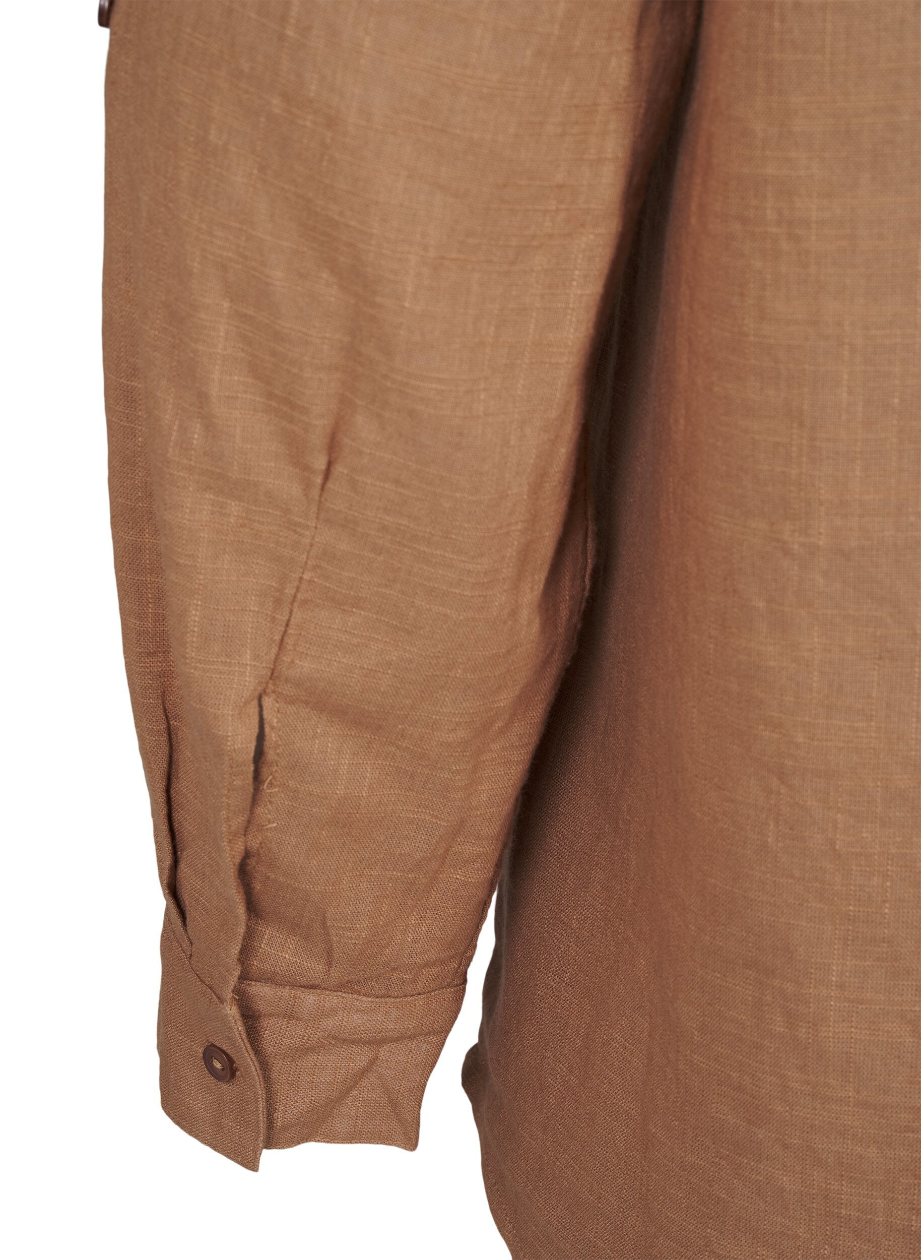 Zizzi Skjortebluse i bomuld med v-udsk&aelig;ring, Coca Mocha, Packshot image number 3