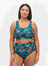 Højtaljet bikini underdel med print, Leaf Print , Model