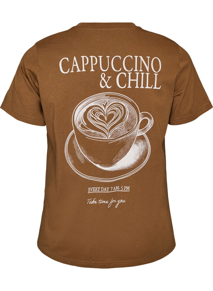 Bomulds T-shirt med print, Brun, Packshot image number 1