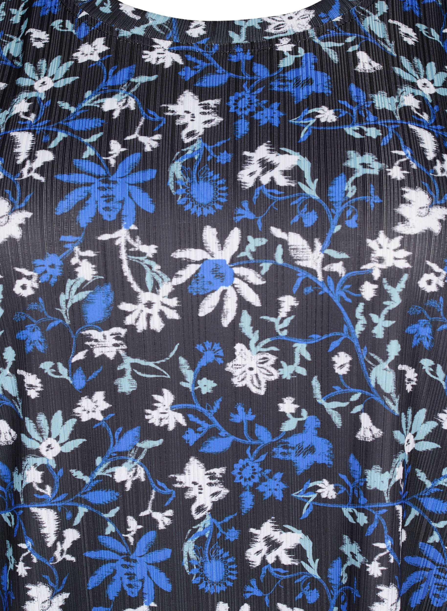 Zizzi FLASH - T-shirt med blomsterprint, Black Blue Green AOP, Packshot image number 2