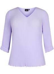 Plisseret bluse med 3/4 ærmer, Lavender