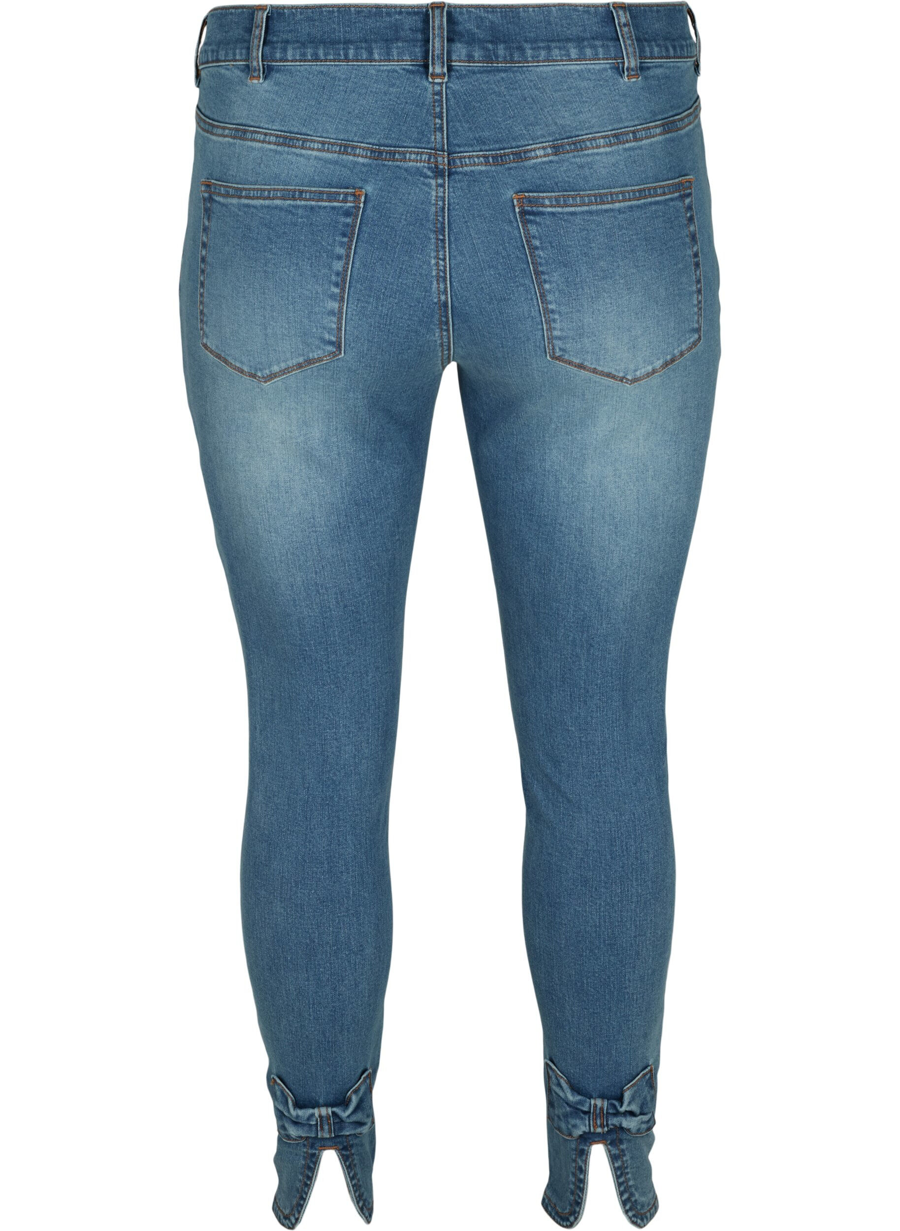 Zizzi Cropped Amy jeans med h&oslash;j talje og sl&oslash;jfe, Blue denim, Packshot image number 1