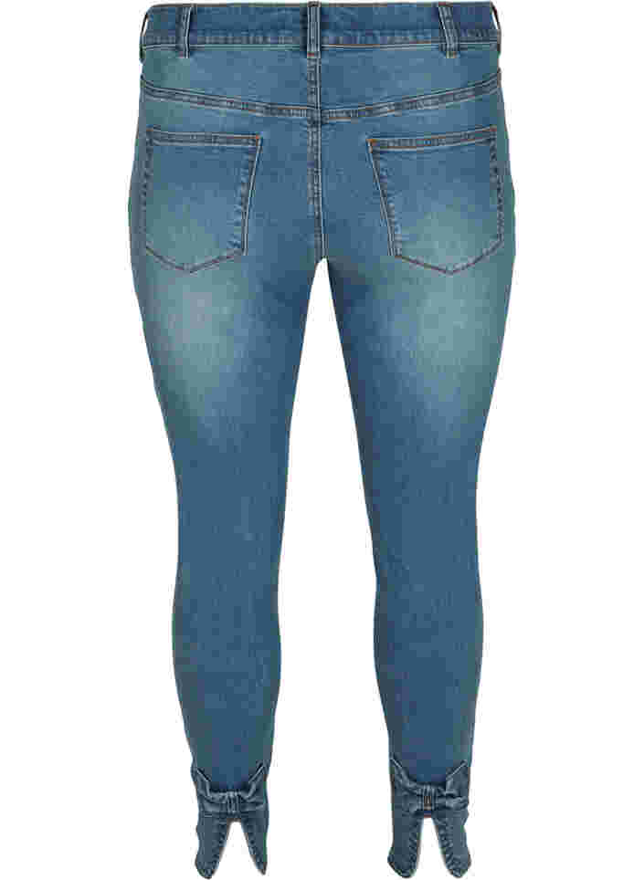 Cropped Amy jeans med høj talje og sløjfe, Blue denim, Packshot image number 1
