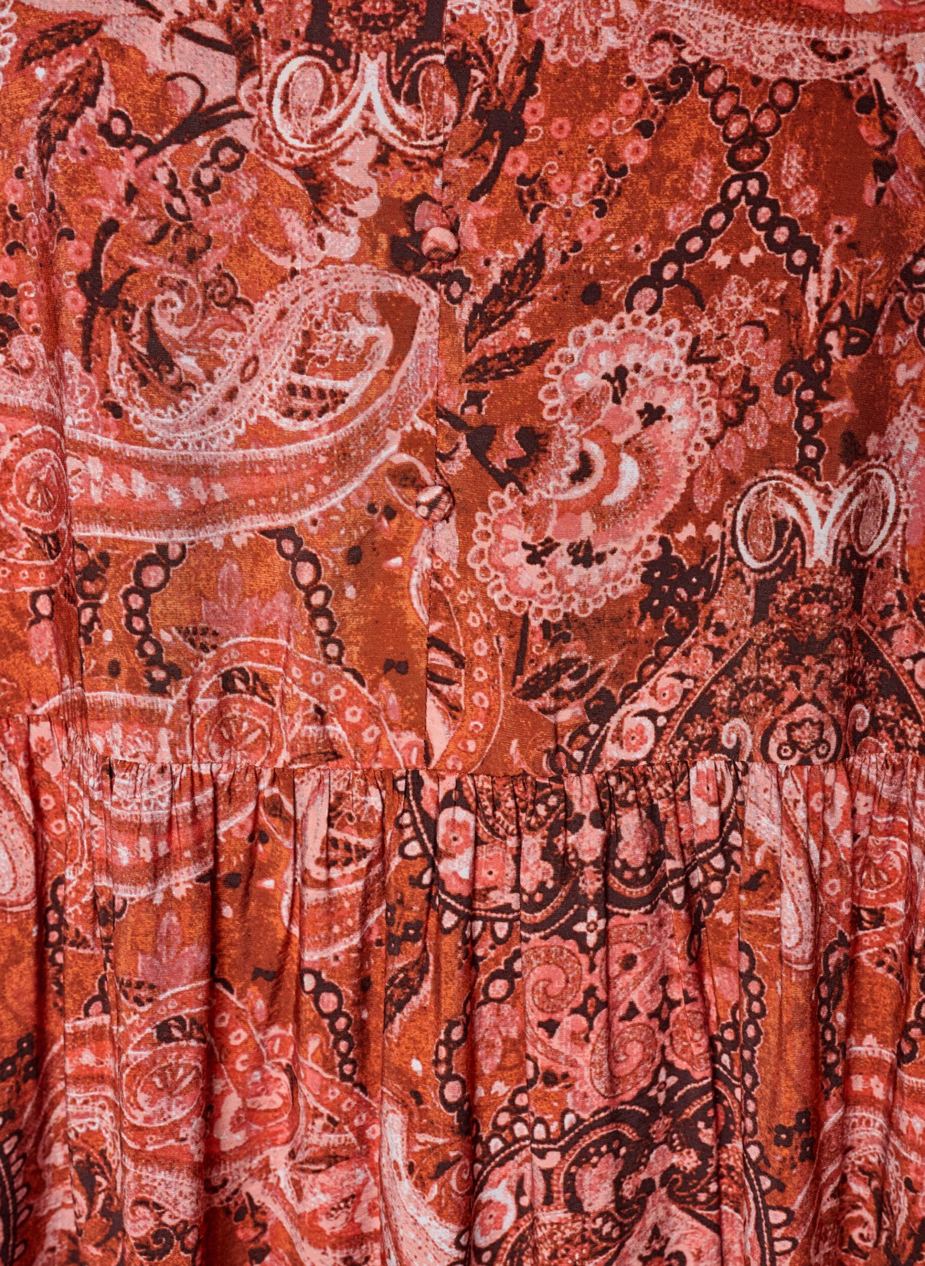ZizziMidikjole i viskose med paisleyprint, Orange, Packshot image number 2