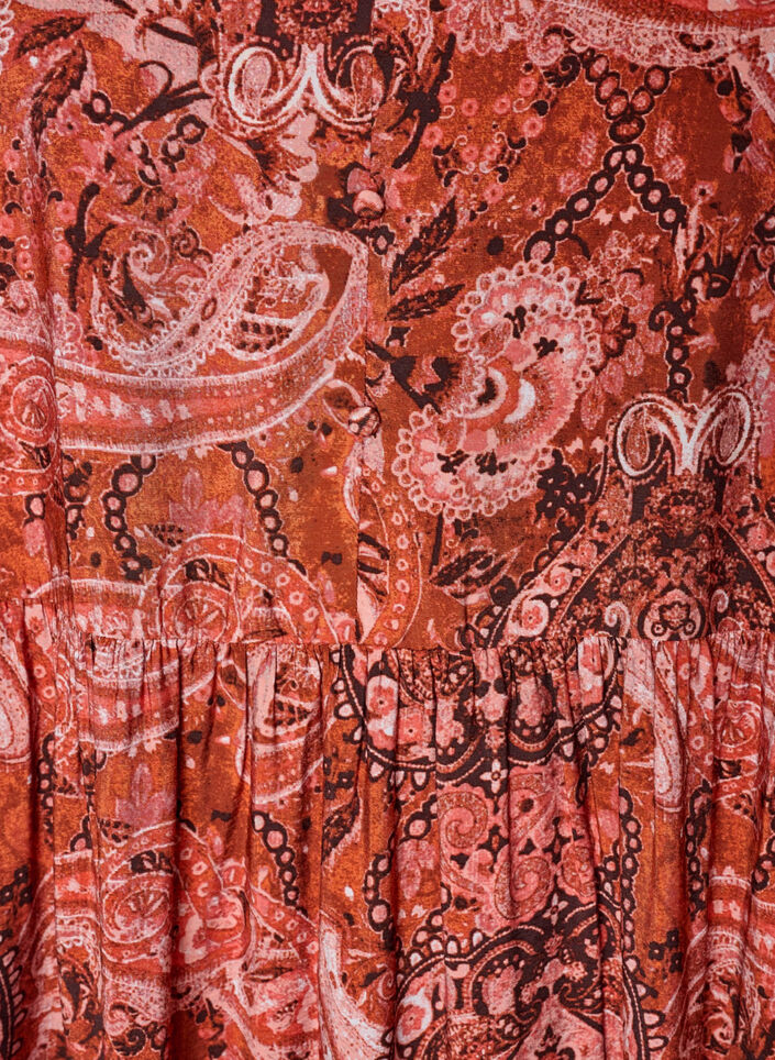Midikjole i viskose med paisleyprint, Orange, Packshot image number 2