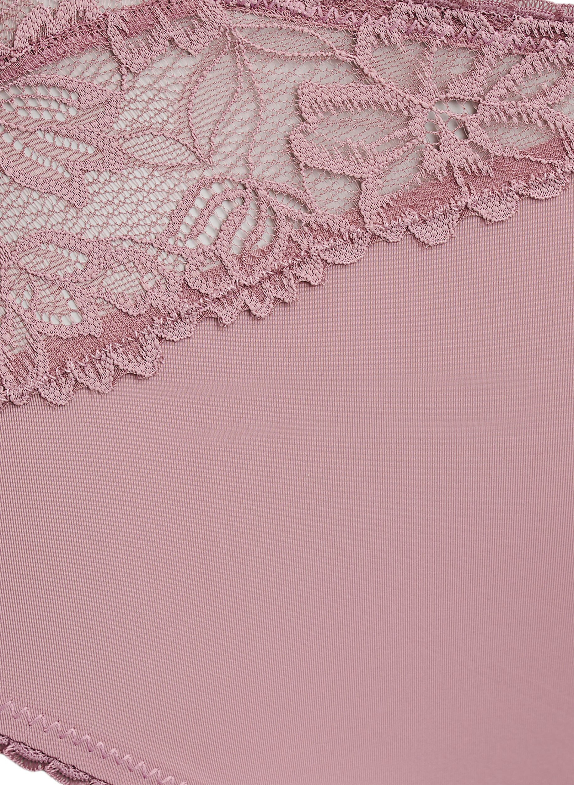 Zizzi Microfiber trusse med blondedetaljer, Lyser&oslash;d, Packshot image number 2