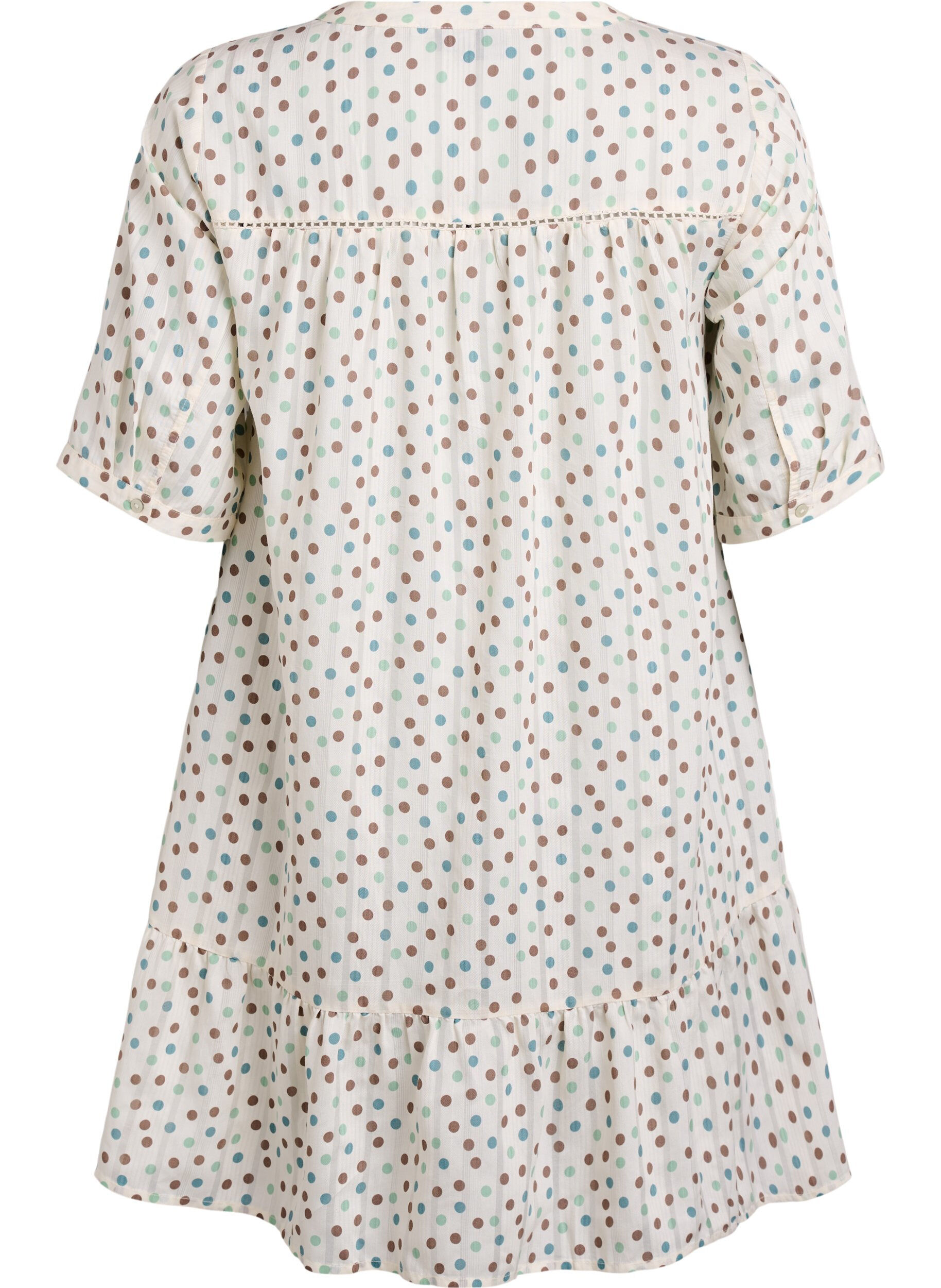 Zizzi Kort viskosekjole med blondeb&aring;nd og a-snit, Hvid, Packshot image number 1