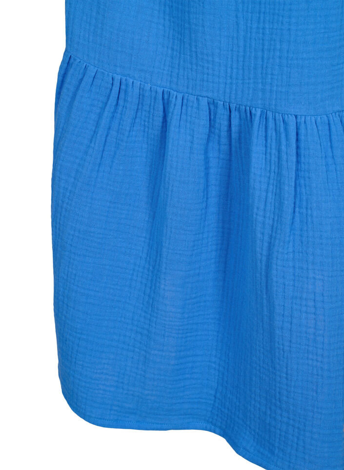 Ensfarvet stropkjole i bomuld, Marina, Packshot image number 3