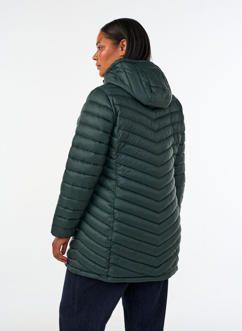 Letv&aelig;gts jakke med lommer og aftagelig h&aelig;tte, Gr&oslash;n, Model image number 2
