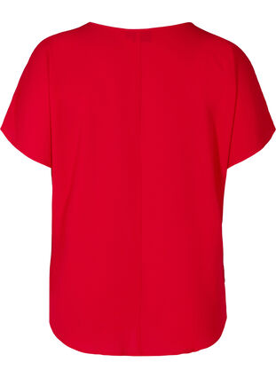 Bluse med korte ærmer og rund halsudskæring, Lipstick Red, Packshot image number 1