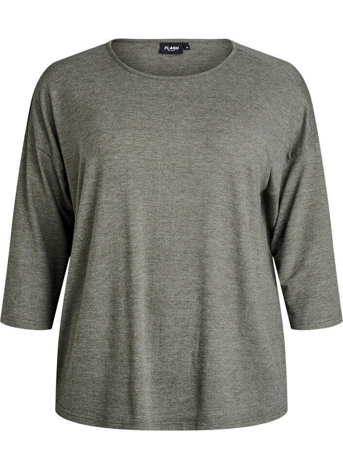 Jerseybluse med 3/4 &aelig;rmer, Gr&oslash;n, Packshot image number 0