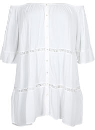Strand tunika med off-shoulder, White