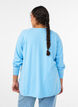 Strikbluse med rund hals og strikket m&oslash;nster, Bl&aring;, Model image number 2