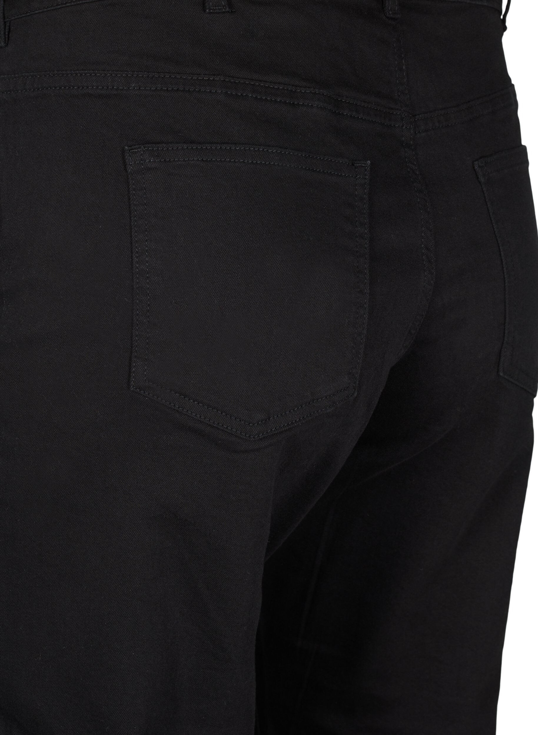 ZizziCropped Vera jeans med straight fit, Sort, Packshot image number 3