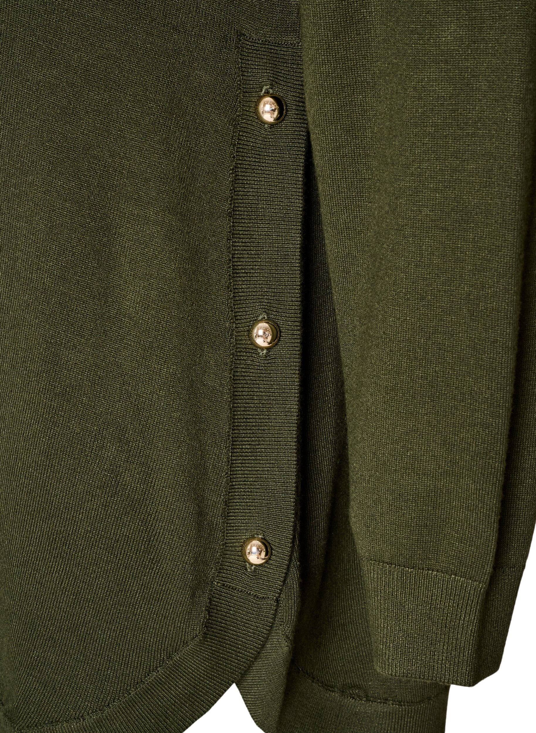 ZizziStrikbluse med knapper i siden, Gr&oslash;n, Packshot image number 3