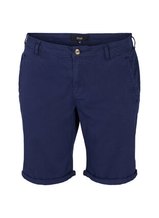 Bomulds shorts med knaplukning, Navy, Packshot image number 0