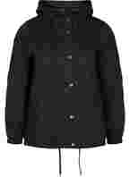 Kort parka jakke med hætte og justerbar bund, Black