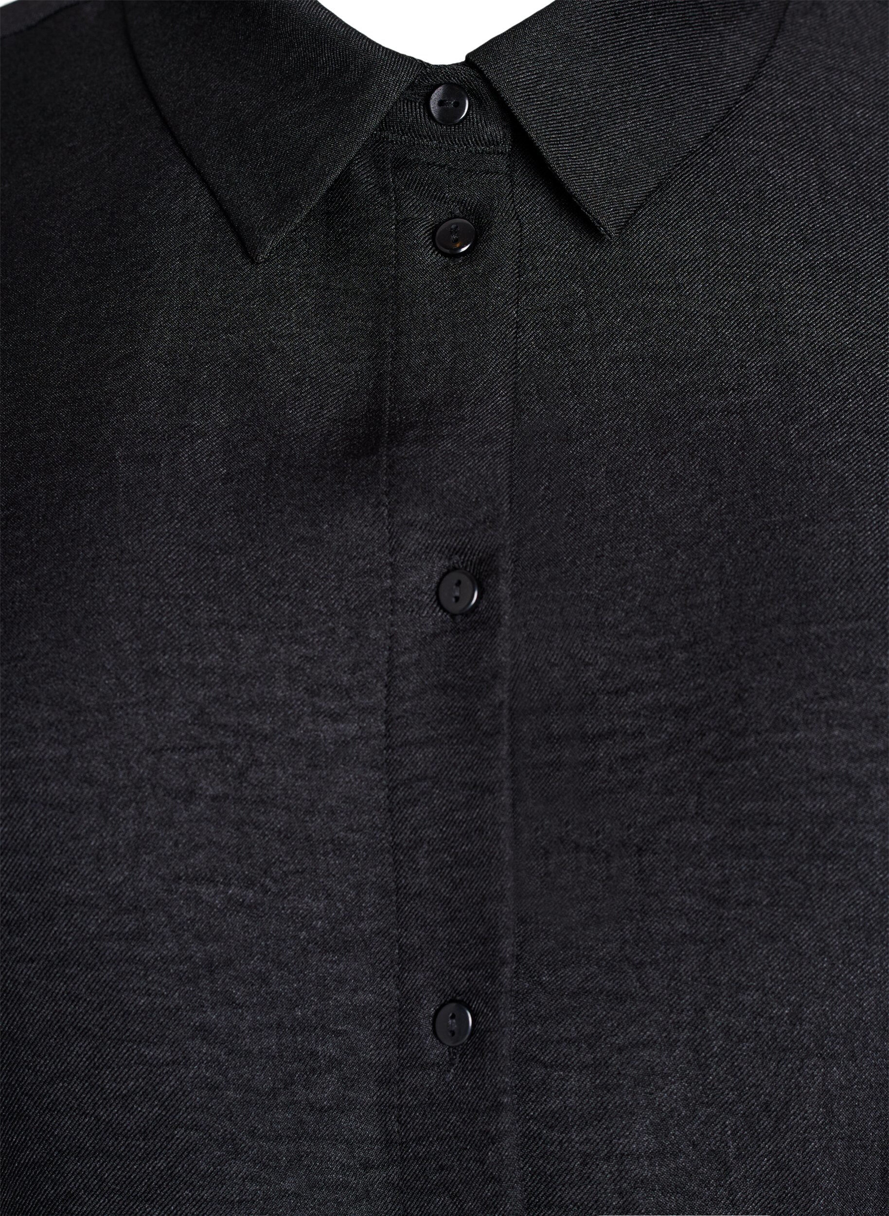 Zizzi Kn&aelig;lang skjortekjole med bindeb&aelig;lte, Sort, Packshot image number 2