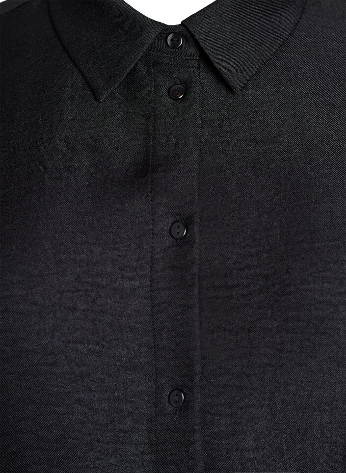 Knælang skjortekjole med bindebælte, Sort, Packshot image number 2