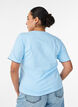 T-shirt i bomuld med b&oslash;lgede kontrastkanter, Bl&aring;, Model image number 2