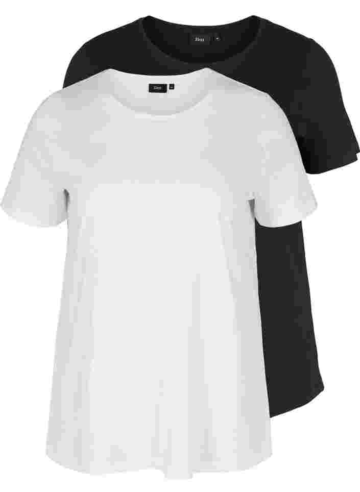 2-pak kortærmet t-shirt i bomuld, Black/Bright White, Packshot image number 0