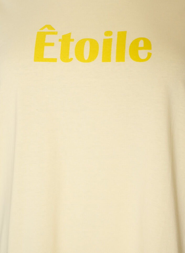 T-shirt i &oslash;kologisk bomuld med velourtekst, Gul, Packshot image number 2