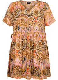 Kort kjole med v-hals og print, Colorful Ethnic