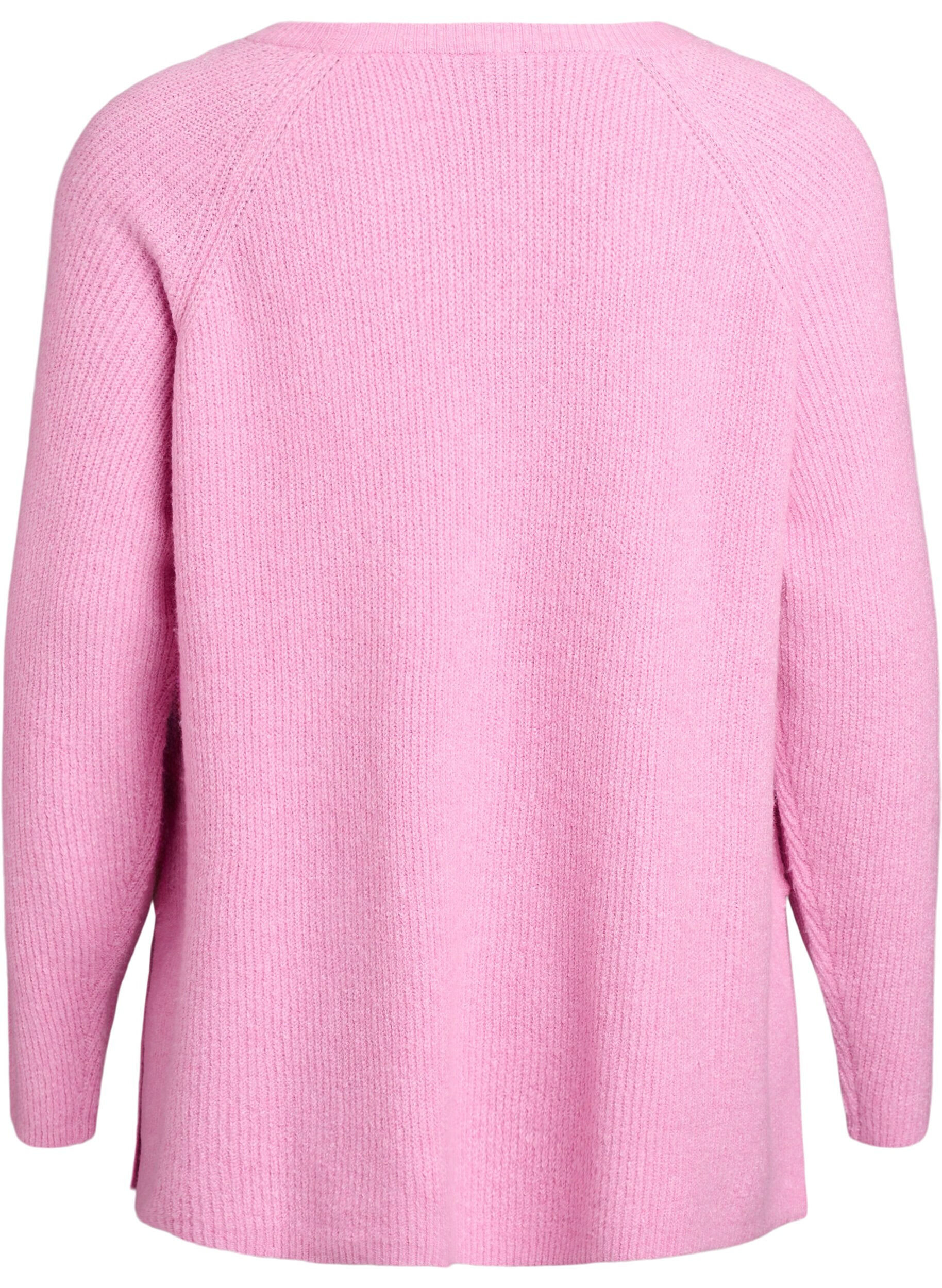 ZizziStrikbluse med diagonalt m&oslash;nster og raglan&aelig;rmer, Lyser&oslash;d, Packshot image number 1
