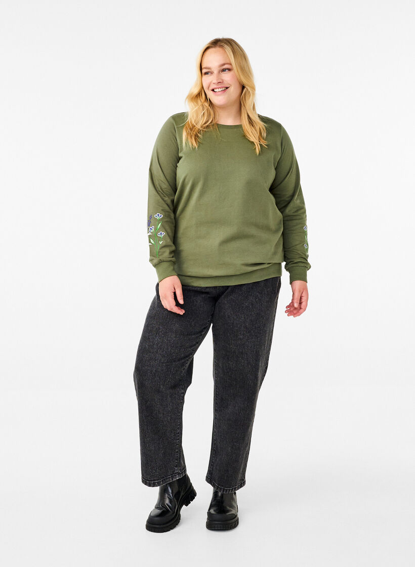 Sweatshirt med broderede blomster, D. L. Green W. emb., Model image number 2