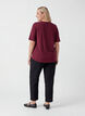 Kort&aelig;rmet v&aelig;vet bluse med rund hals, R&oslash;d, Model image number 2