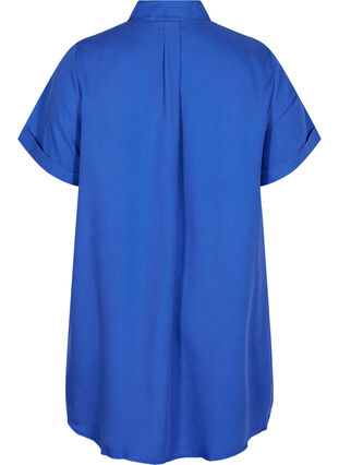 Kortærmet tunika med krave, Dazzling Blue, Packshot image number 1