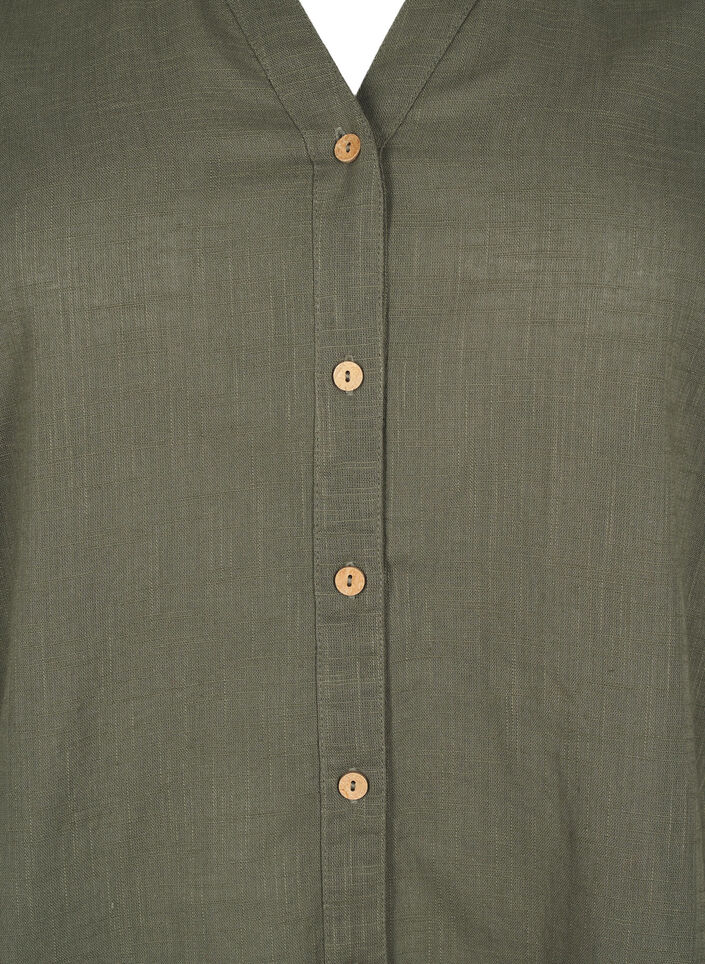 Skjortebluse i bomuld med v-udsk&aelig;ring, Gr&oslash;n, Packshot image number 2