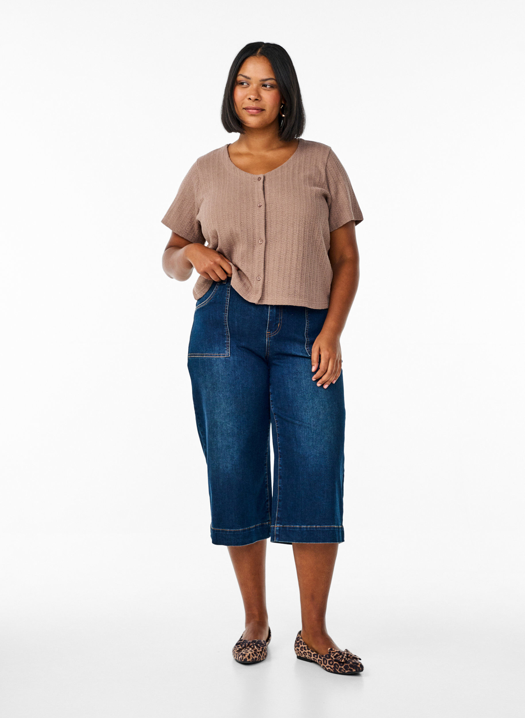 Denim knickers med vide ben, Bl&aring;, Model