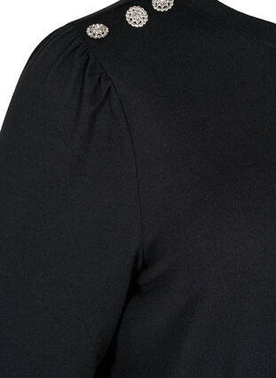 Langærmet bluse med skulderdetalje, Black, Packshot image number 3