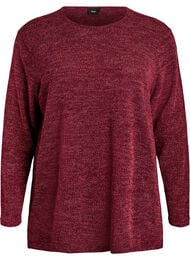 Lang&aelig;rmet bluse med struktur, M&oslash;rk Bordeaux