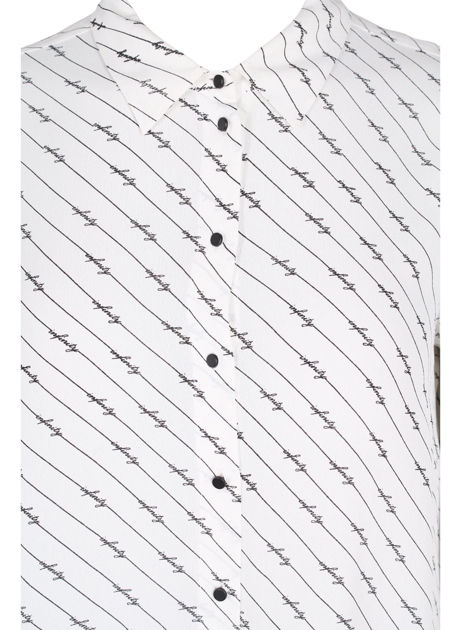 Zizzi Printet skjortekjole i viskose, White AOP, Packshot image number 2