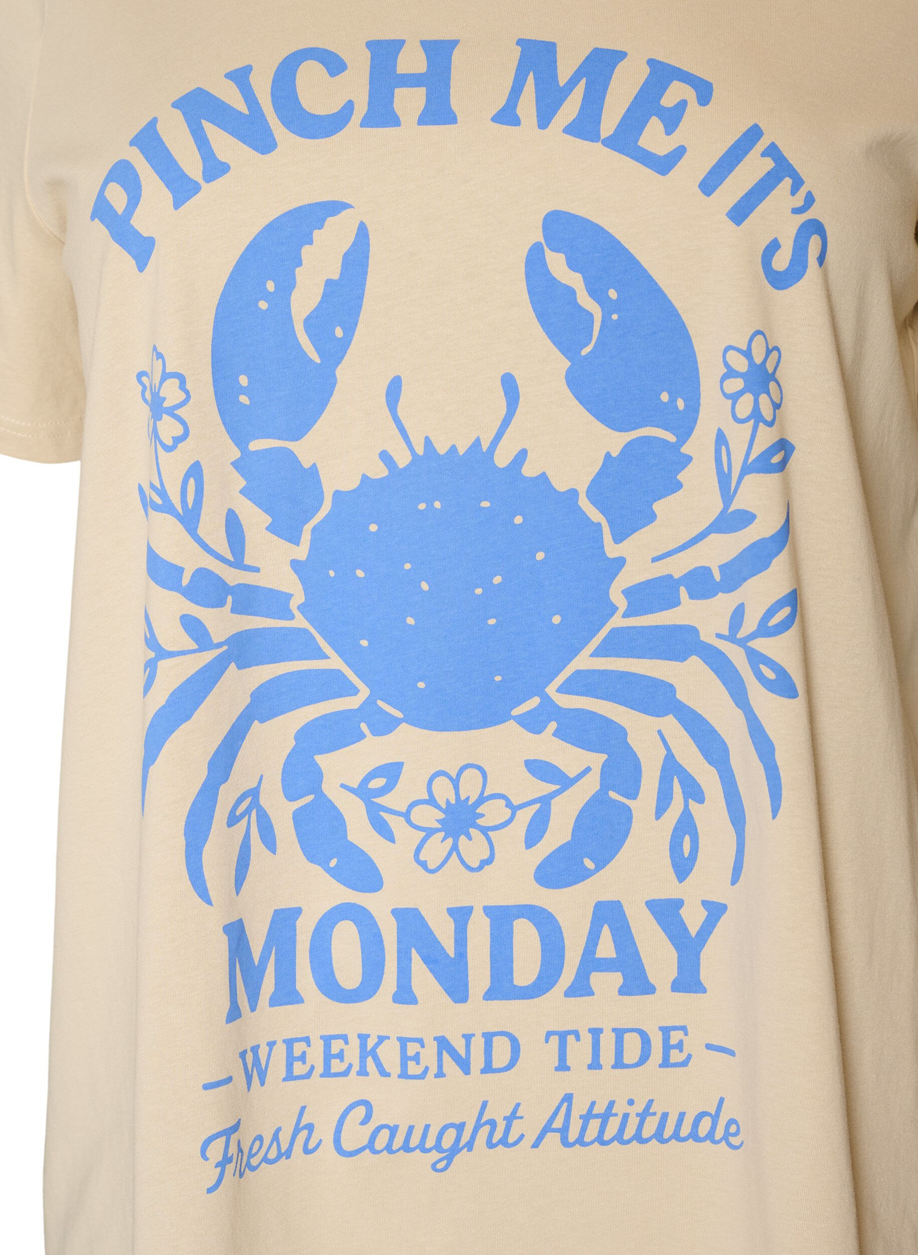 ZizziT-shirt i bomuld med printmotiv, Beige, Packshot image number 2