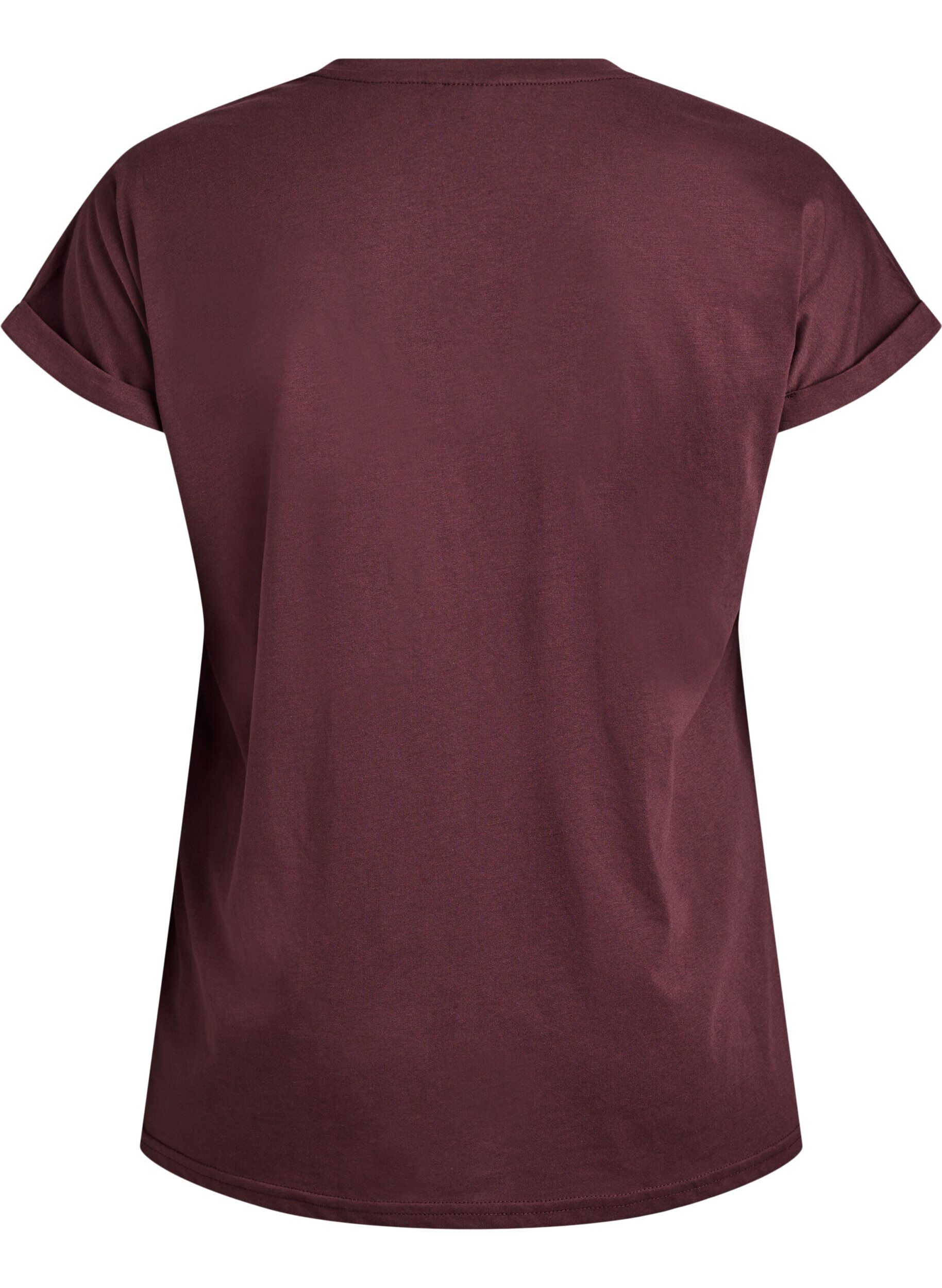 Zizzi Kort&aelig;rmet t-shirt i bomuldsblanding, M&oslash;rk Bordeaux, Packshot image number 1