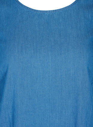 Kortærmet denimkjole i bomuld, Blue denim, Packshot image number 2