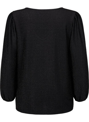 Bluse med glimmer og lange ærmer, Black Black, Packshot image number 1