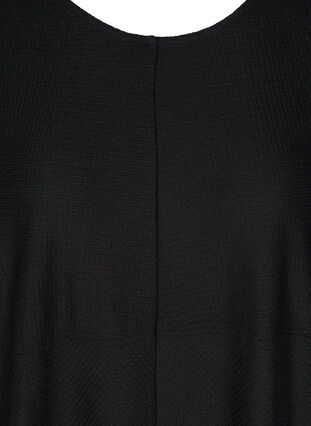 Ensfarvet kjole med struktur, Black, Packshot image number 2