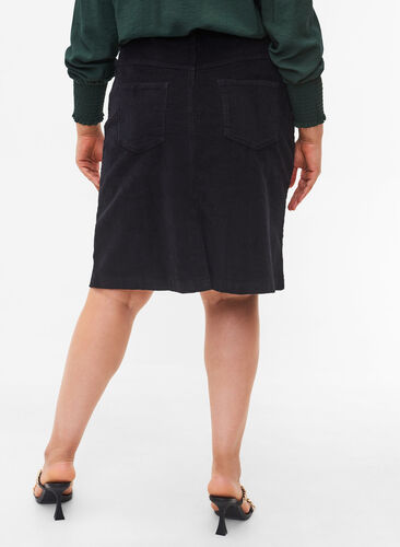 Bomulds nederdel i fløjl, Black, Model image number 1