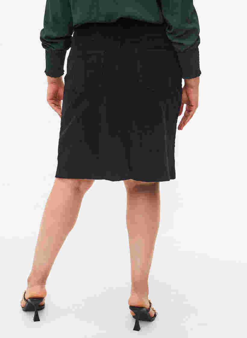 Bomulds nederdel i fløjl, Black, Model image number 1
