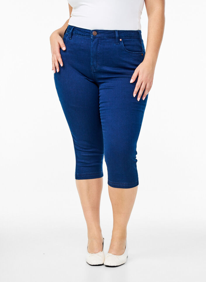 H&oslash;jtaljede Amy capri jeans med super slim fit, Bl&aring;, Packshot image number 2