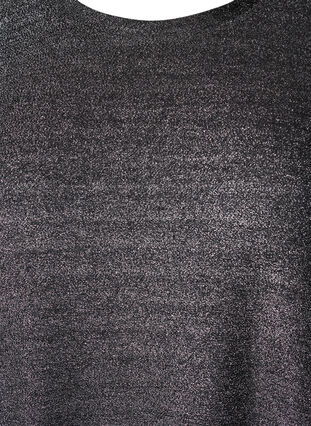 Glimmerkjole med 3/4 ærmer og rund hals, Black Silver, Packshot image number 2
