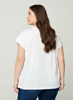 Kortærmet t-shirt i bomuld, Bright White, Model image number 1